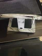 Tarjetero con textura de mármol, cartera pequeña de bolsillo para tarjetas de crédito, delgado y delgado, color blanco