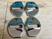 Cubierta de hebilla de bloqueo de puerta de coche, pegatinas 3D, accesorios para tesla model 3, modelo X y, decoración
