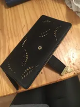 Cartera larga de piel sintética para mujer, bolso dorado con hojas ahuecadas, monedero, tarjetero