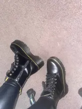 Botas De plataforma para Mujer, zapatos negros Botines De Cuero, Punk, fondo grueso, para motocicleta, 2020