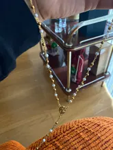 Collar de Rosario, collar con colgante de cruz de Jesucristo, cadena larga de cuentas de aleación para hombres y mujeres, joyería de moda cristiana de la Virgen María