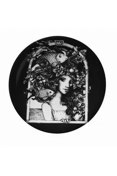 9.8Inch White Black Illustrated Porcelain Plate Pizza Dessert Steak Dinner Kutahya Porcelain Decorative Food Tray- woman series 
9.8Inch White Black Illustrated Porcelain Plate Pizza Dessert Steak Dinner Kutahya Porcelain Decorative Food Tray- woman series