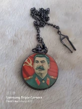 Reloj de bolsillo de cuarzo, colgante de cadena con diseño de héroe soviético, retrato del líder de Rusia, con martillo Hoz, regalo
