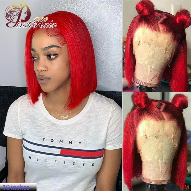 Red Bob Wig Brazilian 13X4 Short Lace Front Human Hair Wig Red Straight Hair Wig Pinshair Remy Pre-Plucked Hairline 150% Density
Red Bob Wig Brazilian 13X4 Short Lace Front Human Hair Wig Red Straight Hair Wig Pinshair Remy Pre-Plucked Hairline 150% Density