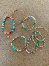 3-4 unids/set moda multicapa cuentas de piedra de cristal encantos borla Pulseras y brazaletes Pulseras Mujer pulsera Boho para Mujer regalo