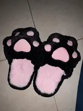 De dibujos animados gato Rosa pantuflas de garras de felpa caliente pantuflas Kawaii Zapatillas de casa chica zapatos planos zapatos antideslizante zapatillas mopa gato pantuflas de garras