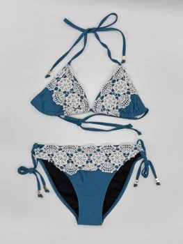 Woman Halter Blue Bikini Sets Low Waist Adjustable Bikini Bottom Printed Stripe Beach Swimwear
Woman Halter Blue Bikini Sets Low Waist Adjustable Bikini Bottom Printed Stripe Beach Swimwear