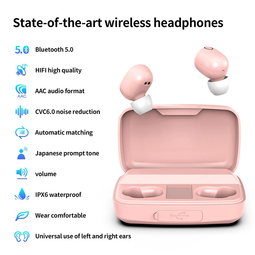 TWS Bluetooth 5.0 Wireless Bluetooth Earphones Mini Earbuds Stereo Headphone Handsfree Headset Earphone TWS Bluetooth 5.0 Wireless Bluetooth Earphones Mini Earbuds Stereo Headphone Handsfree Headset Earphone