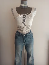 Body de encaje blanco calado para mujer, ropa de primavera Otoño, mono Sexy entrecruzado de manga larga transparente para mujer