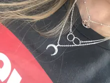 ABDOABDO-Collar de cadena de acero inoxidable para mujer, borla con varias capas, con lentejuelas, colgante redondo para clavícula