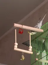 Columpio para aves de juguete soporte de percha de madera con cuentas para masticar, soporte para dormir, juguetes para pájaros periquitos C42