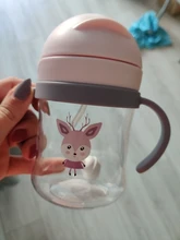 Taza de bebida de 300ml para niños, vaso de paja con diseño de dibujos animados para niños, resistente a caídas, botella de agua, Bola de aprendizaje azul