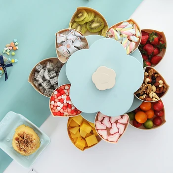 Creative Rotating snack Box Plastic Petal Double Single Layer Fruit Plate Divided Snack candy Fruit nuts Bowl
Creative Rotating snack Box Plastic Petal Double Single Layer Fruit Plate Divided Snack candy Fruit nuts Bowl