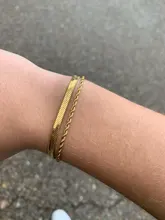 Vnox-Pulseras de cadena trenzada para mujer, joyería de muñeca de acero inoxidable, longitud ajustable