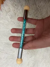 1 pincel para degradar el color de las uñas, con doble punta de esponja y mango con diamantes de imitación, accesorio apto para el degradado del esmalte de uñas artísticas