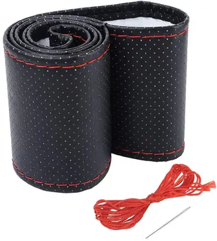 Sewn steering wheel cover for car automobile universal cloth and leather black and red thread high quality microfiber 37-38cm di 
Sewn steering wheel cover for car automobile universal cloth and leather black and red thread high quality microfiber 37-38cm di