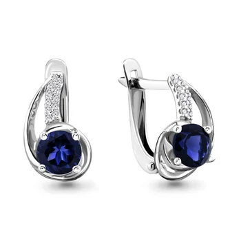 Earrings with AQUAMARINE nanosapfirami, cubic zirconia, silver 925 
Earrings with AQUAMARINE nanosapfirami, cubic zirconia, silver 925