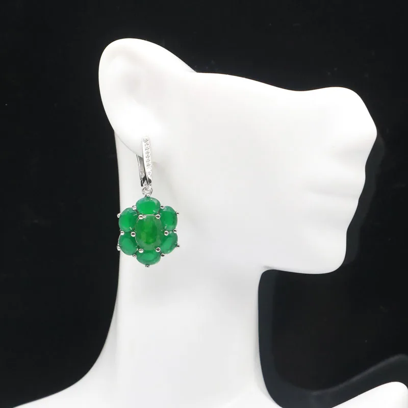 38x17mm Romantic Real Green Emerald Natural White CZ Gift For Girls Silver Earrings 
38x17mm Romantic Real Green Emerald Natural White CZ Gift For Girls Silver Earrings