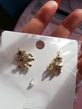Pendientes de unicornio con tuerca para mujer, aretes de circonia cúbica de oro con diseño de Hada de los animales, joyería para fiesta de cumpleaños