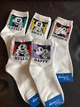 Disney-Calcetines transpirables con diseño de expresión de Mickey para mujer, medias de color sólido, para adulto, fresco y divertido, 1 par