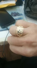 Huitan-Anillo de lujo con letra de Color oro K para hombre, diseño de trofeo, Circonia cúbica brillante, boda, marido, fiesta, regalo de cumpleaños, joyería