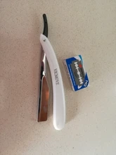 1 hombres recto borde para peluquería Razors plegable de afeitar cuchillo herramientas de depilación con 10 Uds cuchillas