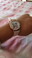 Zegarki-reloj de cuarzo con dibujos animados para mujer, nuevo accesorio de pulsera de cuero rosa con ratón