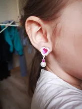 Pendientes de cristal para niña pequeña, pendientes sin Piercing, pendientes de perlas de imitación, 1 par