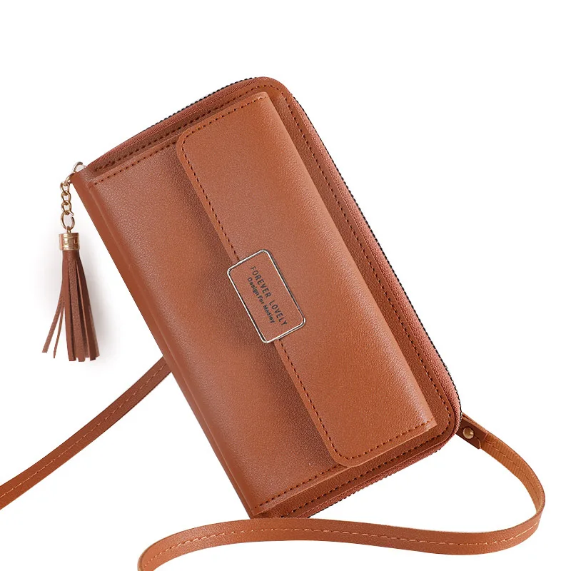 

New Single shoulder horizontal square mobile phone bag for xiaomi huawei iphone multi-card pocket mini wallet