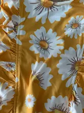 Bañador con estampado de margaritas para niña, traje de baño de una pieza con estampado de dibujos animados, para playa de niña, con volantes