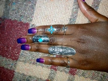 Tocona-Conjunto de 9 anillos bohemios con diseño de Luna y flecha para mujer, Color plata antigua, conjunto de anillos de girasol para mujer, joyería de talla 3304