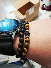 Conjunto de 2 pulseras de Lava y Ojo de Tigre con piedra Natural para Hombre y mujer, joyería clásica