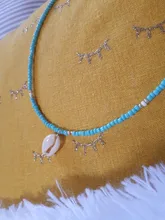 HuaTang-Collar con adorno de concha para mujer, colgante bohemio en color verde con adorno de concha de estrás, accesorios de playa a la moda, modelo 6947