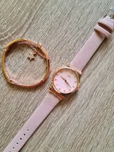 Conjunto de relojes con flores para mujer, pulsera de cuero, de cuarzo, informal, 2 uds.
