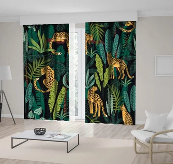 Curtain Leopards in Tropical Forest Trees Leaves Wild Nature Exotic Jungle Night View Printed Orange Green Black
Curtain Leopards in Tropical Forest Trees Leaves Wild Nature Exotic Jungle Night View Printed Orange Green Black