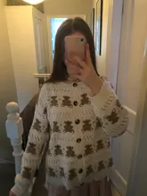 Thin Sweater Button Neck-Cardigan Knitted Beige PERHAPS Bear Women Outwear Short O-Neck