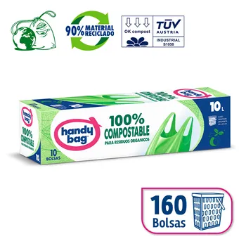 Handy Bag carrier bags out garbage-10L-Compostable / Biodegradable - Pack 16 rolls (160 bags)
Handy Bag carrier bags out garbage-10L-Compostable / Biodegradable - Pack 16 rolls (160 bags)