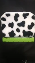 Monedero de felpa con estampado de vaca para mujer y niña, Mini cartera para monedas, bolsa de almacenamiento, tarjetero, billetera de identificación de crédito, monedero con cremallera