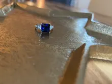 Huitan-anillo cuadrado azul con cuatro garras para mujer, diseño Vintage, Circonia cúbica de lujo, joyería femenina, anillos de boda