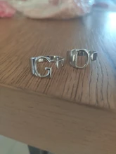 Anillo con apertura ajustable iniciales del nombre para mujer, ancho hueco, grueso, letras de A-Z, 3 colores, Metal, alfabeto, fiesta, joyería