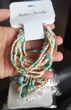 3-4 unids/set moda multicapa cuentas de piedra de cristal encantos borla Pulseras y brazaletes Pulseras Mujer pulsera Boho para Mujer regalo