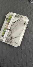 Tarjetero con textura de mármol, cartera pequeña de bolsillo para tarjetas de crédito, delgado y delgado, color blanco