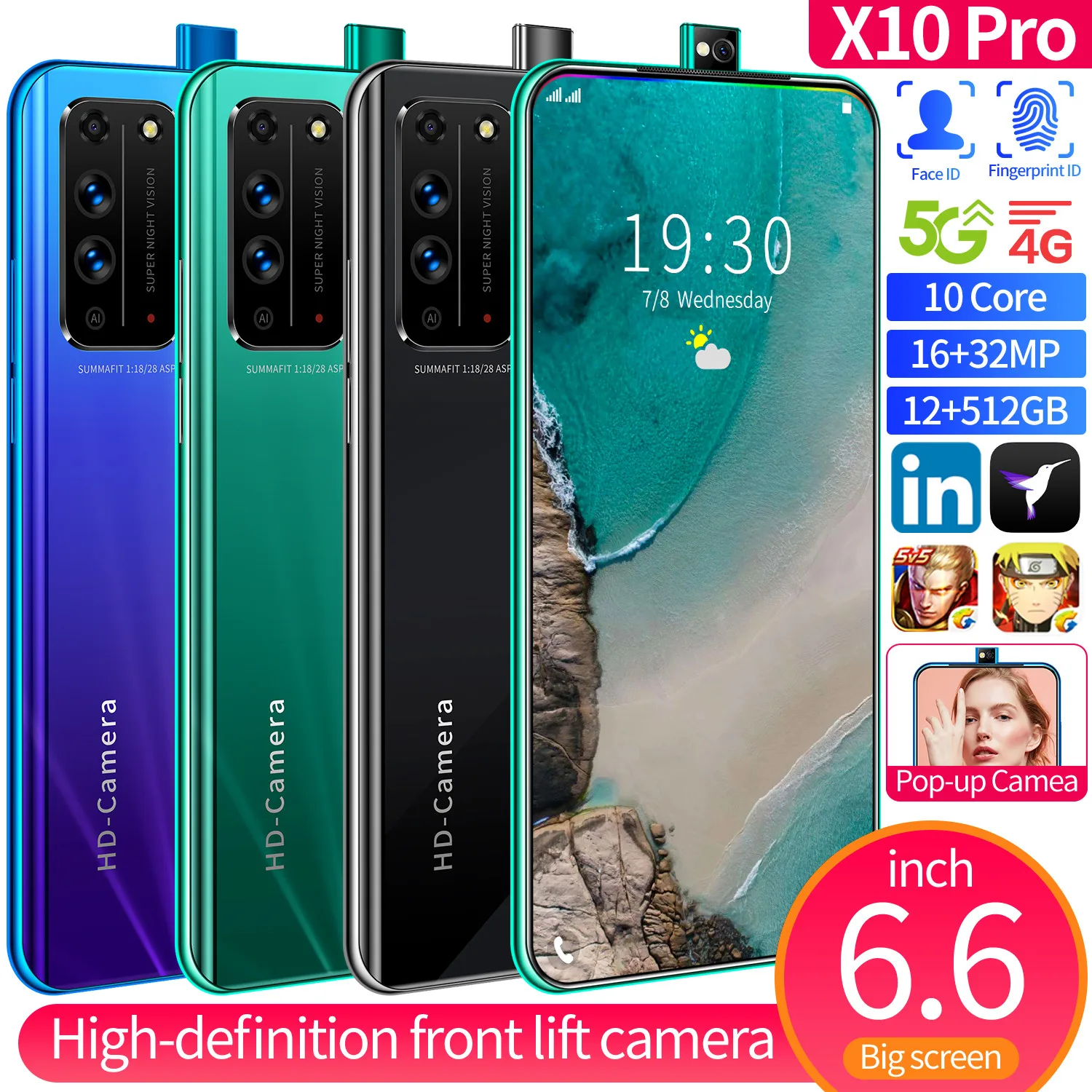 X10 Pro 6.6‘’ Full Display Universal 5G LET Cellphones Front Lift Camera 12GB +512GB Android Smartphones 10 -Core Mobile Phone
X10 Pro 6.6‘’ Full Display Universal 5G LET Cellphones Front Lift Camera 12GB +512GB Android Smartphones 10 -Core Mobile Phone