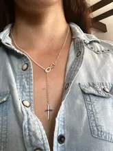 Colgante de Cruz con borla Infinity para mujer, Gargantilla clásica de 8 palabras, Collar de cadena de clavícula de Color plateado, Gargantilla Bohemia, Collar de joyería