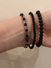 3 unids/set cubo a la moda pulsera de cuentas de los hombres negro mate pulsera de cuentas de piedra conjuntos para hombres regalo de la joyería