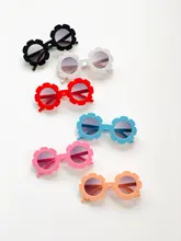Gafas de sol redondas para niños y niñas, lentes de sol infantiles con flores, de plástico, nueva llegada