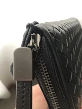 Cartera de cuero tejida larga para hombre y mujer, bolso de mano de marca de lujo, cartera sencilla a la moda, 100% de gran capacidad de piel de oveja