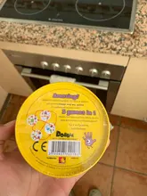 Dobble Spot It-caja de juguete de hierro para niños, juguete de mesa con 55 tarjetas, deportes divertidos, animales familiares Jr Hip, regalo para vacaciones, Camping, caja de regalo de lata 123