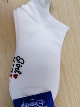 Disney-calcetines con bordado de dibujos animados para mujer, de algodón, finos, de verano, 1 par