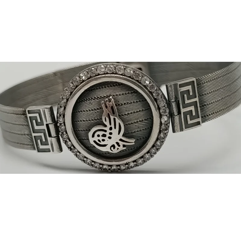 Trabzon Wickerwork cuff bracelet (5 rows) hand-knitted oxidized 925 st silver with the header with Ottoman Empire Tughra
Trabzon Wickerwork cuff bracelet (5 rows) hand-knitted oxidized 925 st silver with the header with Ottoman Empire Tughra